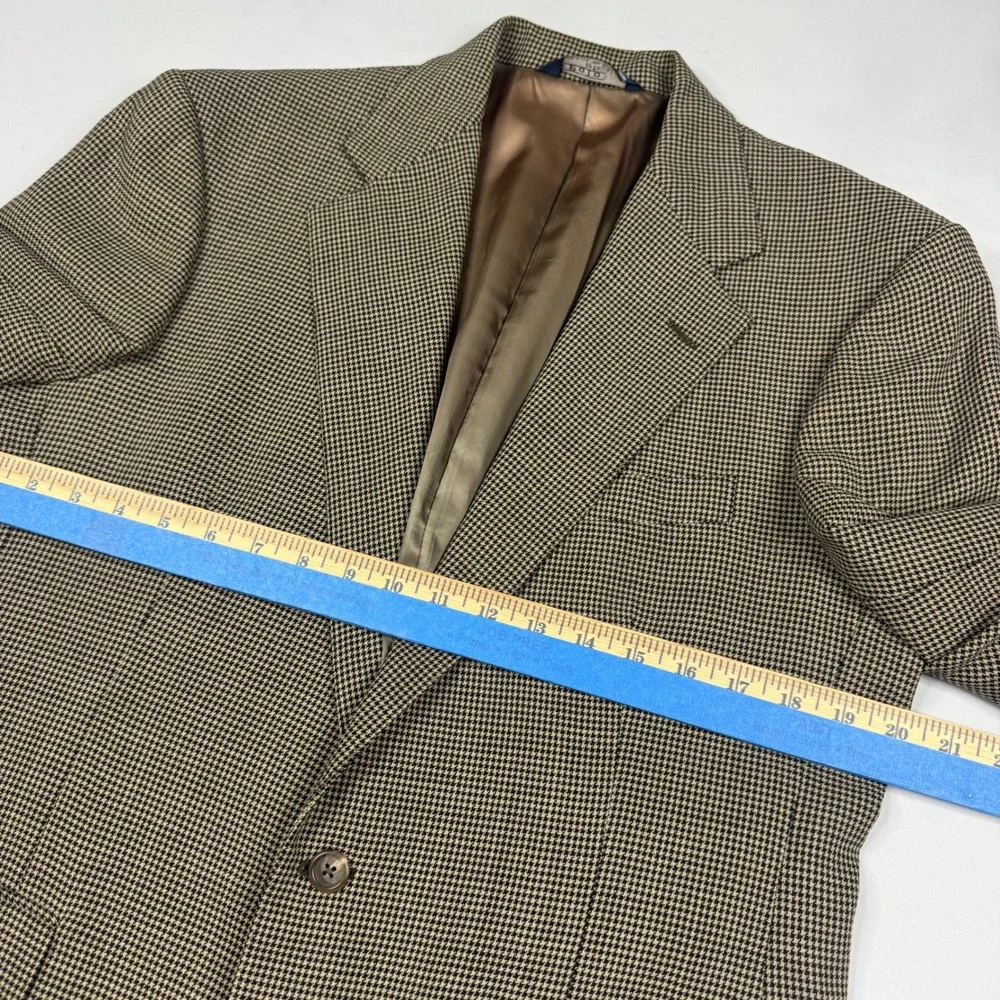 Vintage Polo Ralph Lauren Blazer Coat Mens 39R Brown Houndstooth Wool Mohair USA